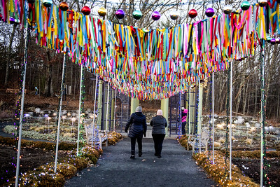 Visitors walk through the decorated Nadeau Garden.
