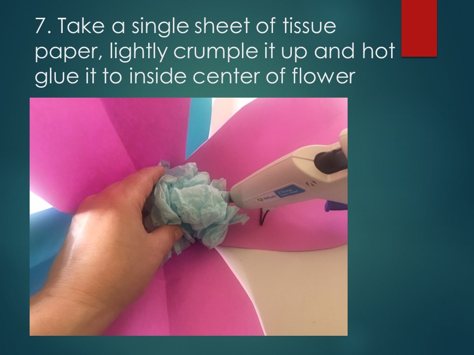 An image that explains how to make paper flowers.