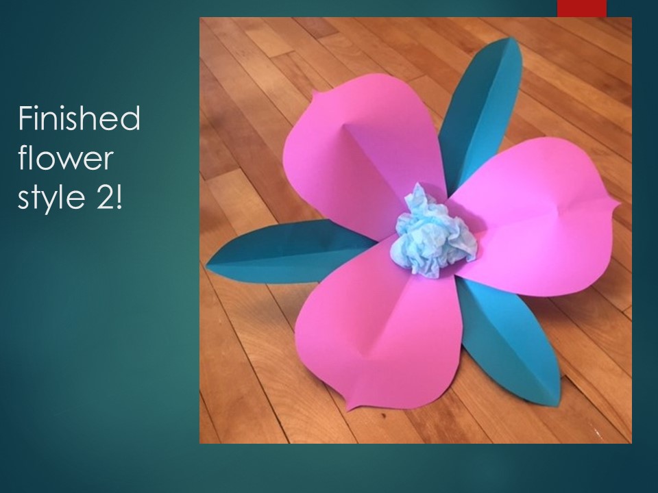 An image that explains how to make paper flowers.