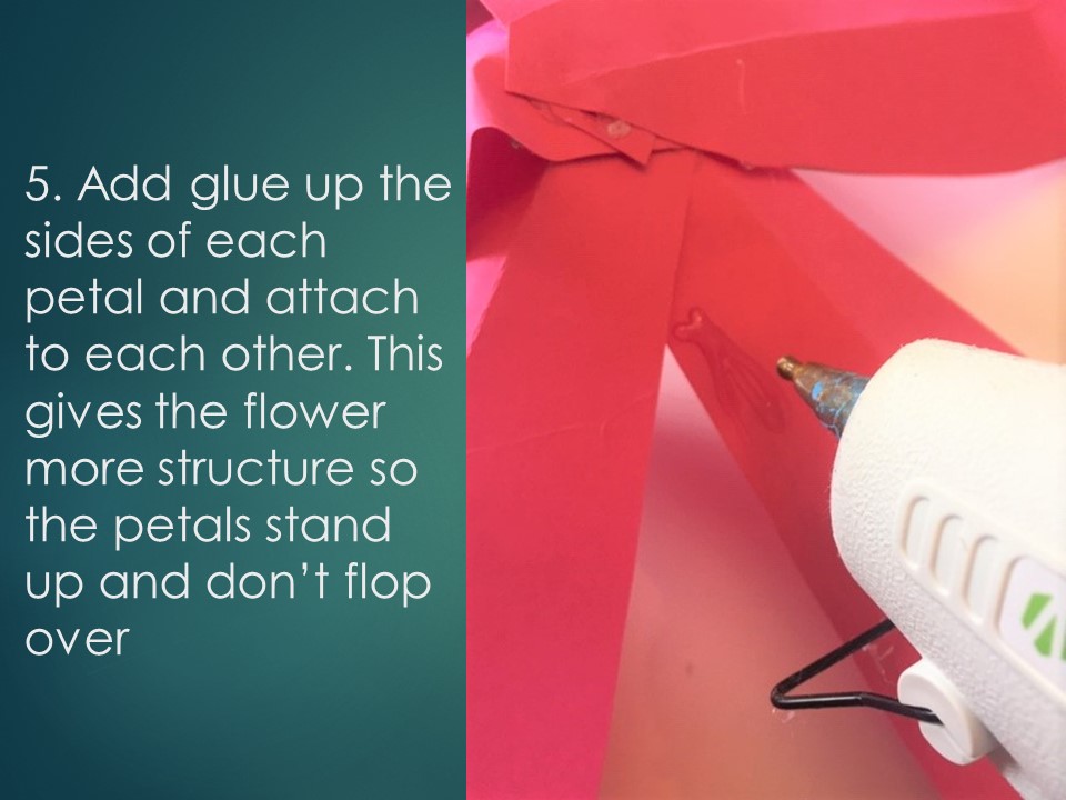 An image that explains how to make paper flowers.
