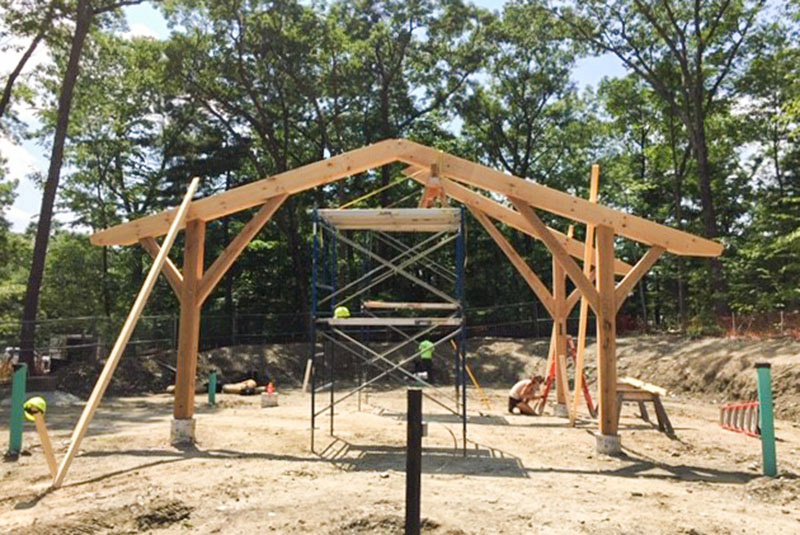 Construction of the pavilion in The Ramble.