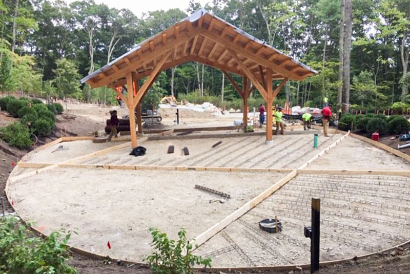 Constructino of the pavilion in The Ramble.